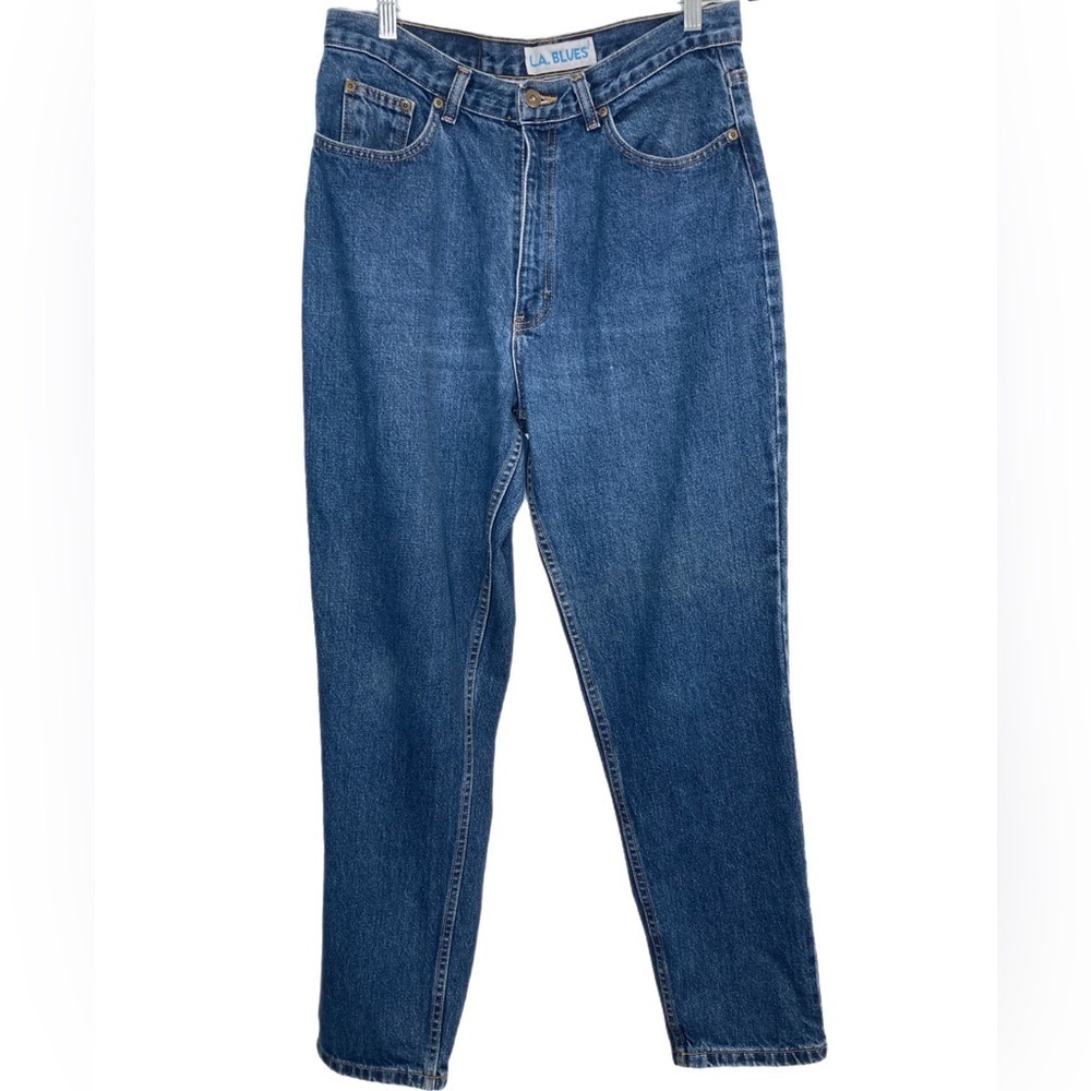 LA Blues straight leg medium wash high rise classic fit mom jeans